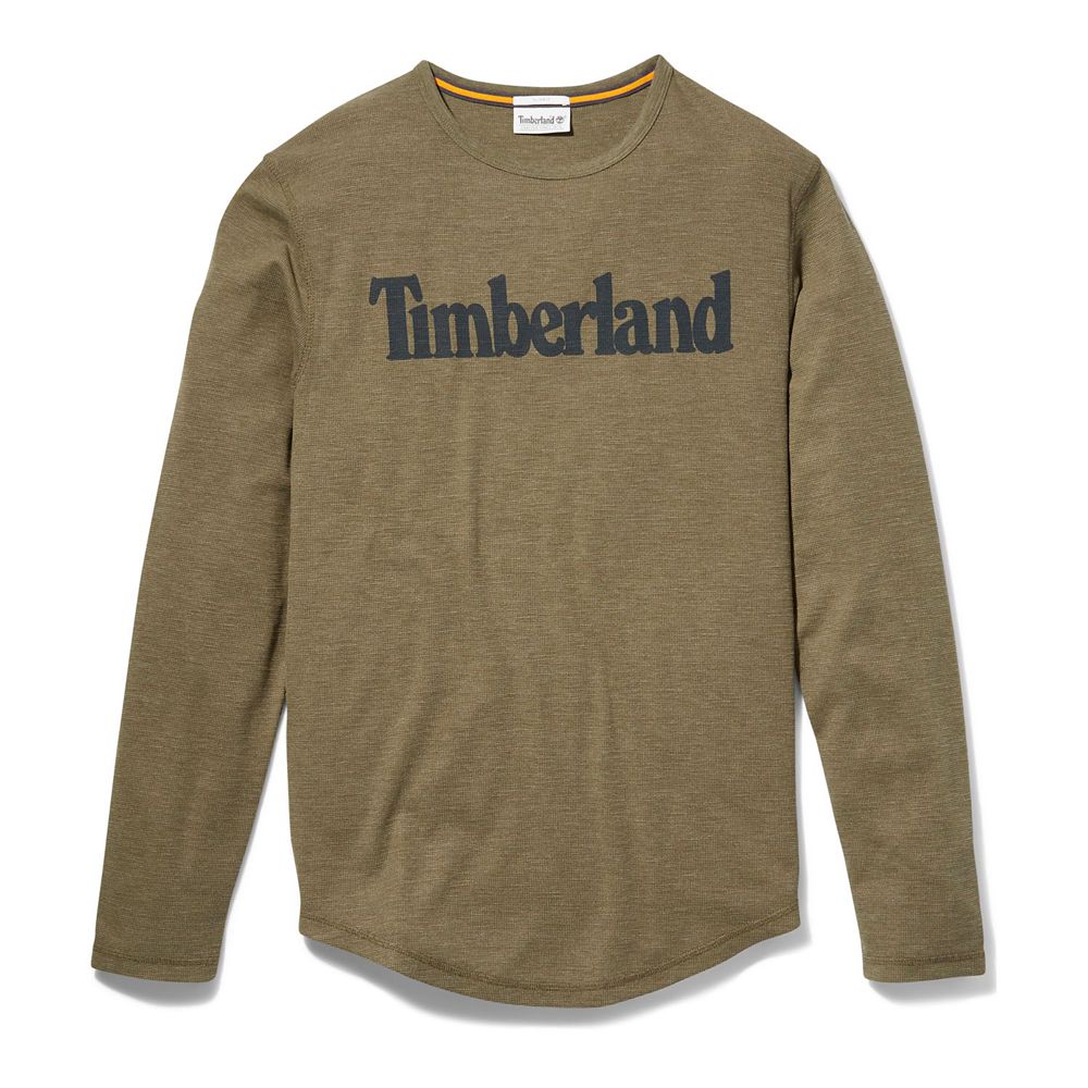 Camisa Timberland Argentina Hombre - Dyer River Slim-Fit Long-Sleeve Waffle-Knit - Verde Oliva - MCT